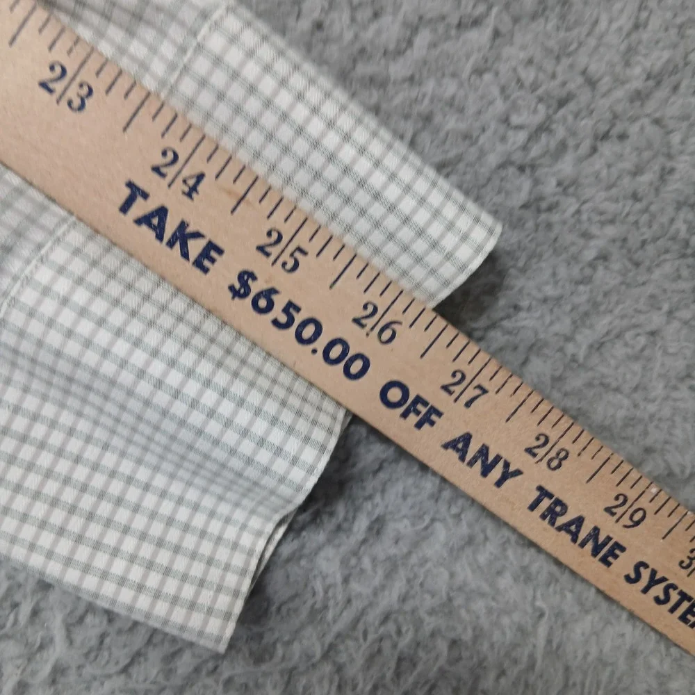 Banana Republic‎ Check Shirt Men's XL Beige Green Plaid Long Sleeve Cotton